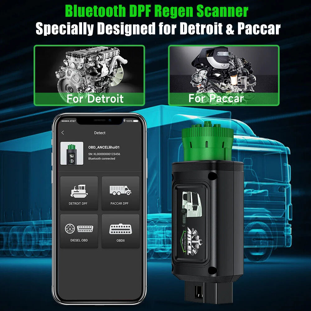 Heavy Duty Bluetooth Diesel Truck Scanner All System DPF Regen for Detroit/Paccar Diagnostic Scan Tool